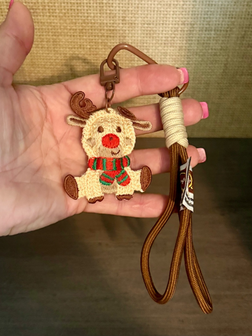 $26.00- Handmade Crocheted Christmas Reindeer Rope Bag Charm